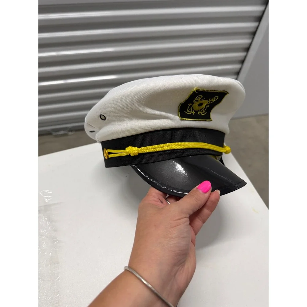 Funny Party Hats Captain Hat White Yacht Sailor Cap Costume Accessory Nautical